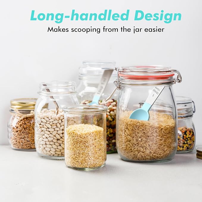 Measuring Cups and Spoons Set, 10-Piece Stackable Kitchen Tools with Stainless Steel Handles, Nesting Measurement Gadgets for Cooking & Baking (Mint)