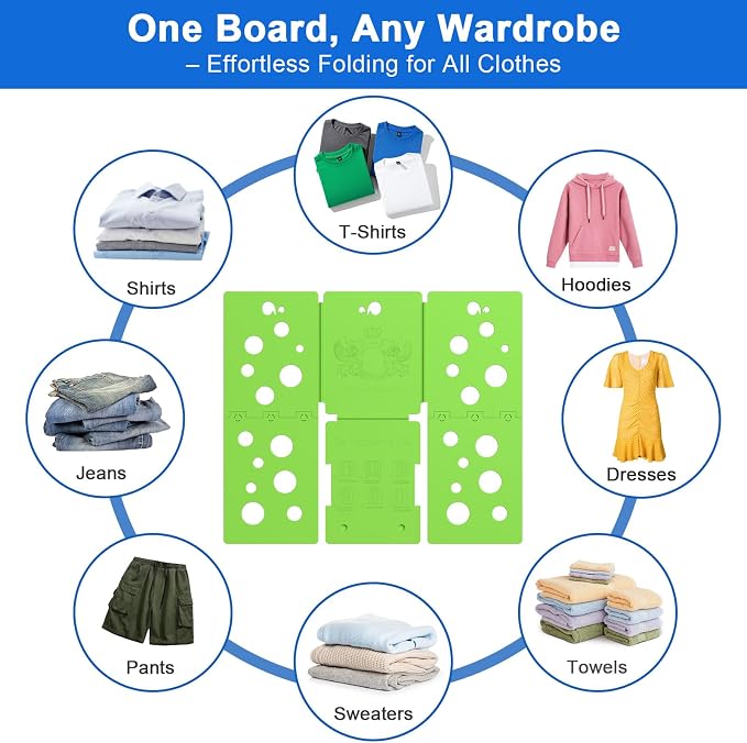 BoxLegend V5 Shirt Folding Board Tshirt Clothes Folder Green | Laundry Folder,For Adults and Kids,Durable,For Closet Organizer,Laundry Sorter and Liner