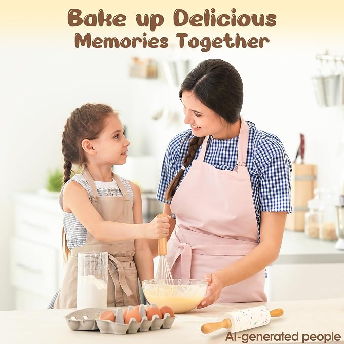 LUOLAO Wooden Kids Safe Knife and Kids Baking Set for Real Cooking, 6 PCS Toddler Montessori Kitchen Tools, Cooking and Baking for Little Chefs