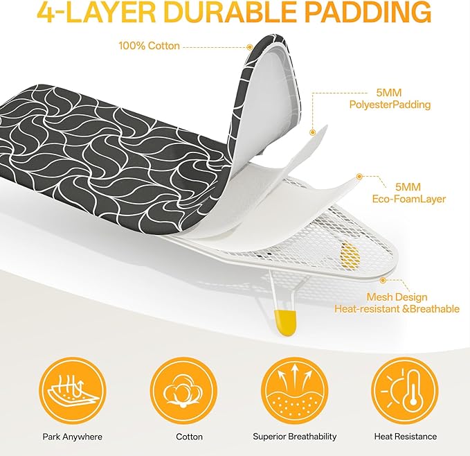 Small Ironing Board Tabletop, Table Top Iron Board Small with Mesh Metal Base, Mini Tabletop Ironing Boards Space Saving, Compact Table Top Iron Boards Small with Non-Slip Feet,12x38 Black