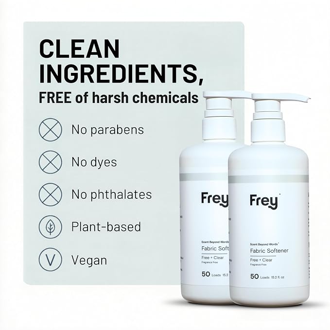 FREY Plant-Powered Fabric Softener, 2-Pack, Fragrance Free