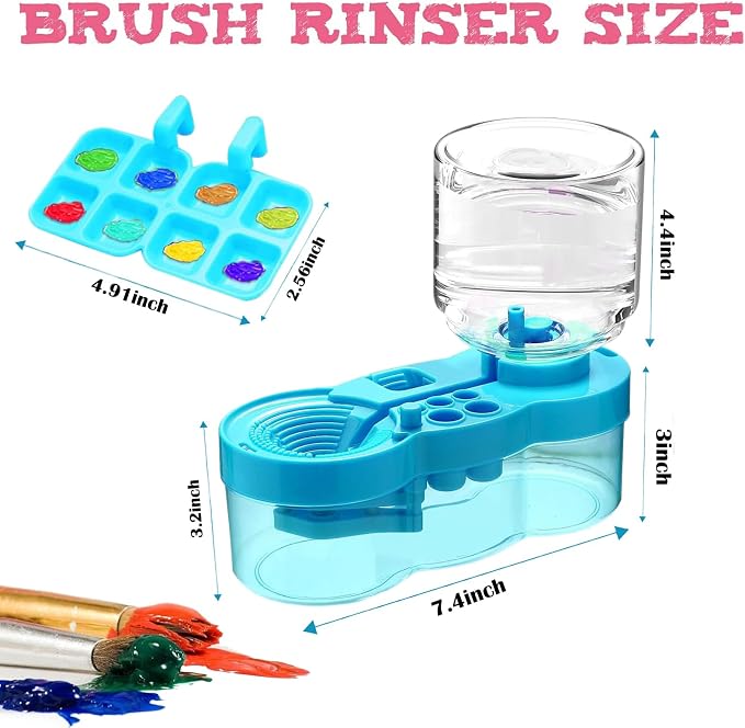 2026 Paint Brush Cleaner Tool, Paint Brush Washer with Water Circulation, Brush Cleaner Painting Tool with Brush Holder and Palette, Water Cycle Paint Brush Rinser Dispenser for Adults Artist Kid