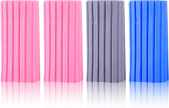 iKLYN 4 Pack PVA Cleaning Sponge, Super Absorbent Reusable Multi-Surface Damp Duster for Car Wash, Kitchen, Blinds, Vents, Mirrors - 4.5 x 2.4 x 1.8 Inches (Pink, Grey, Blue)
