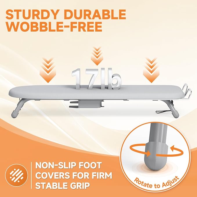 Small Ironing Board, Tabletop Iron Board with Iron Rest & Holder | 12 x 32 inchs, Mini Iron Board with Iron Rest, Non-Slip Feet, Suitable for Laundry Rooms, Bedrooms, Dormitories, Travel
