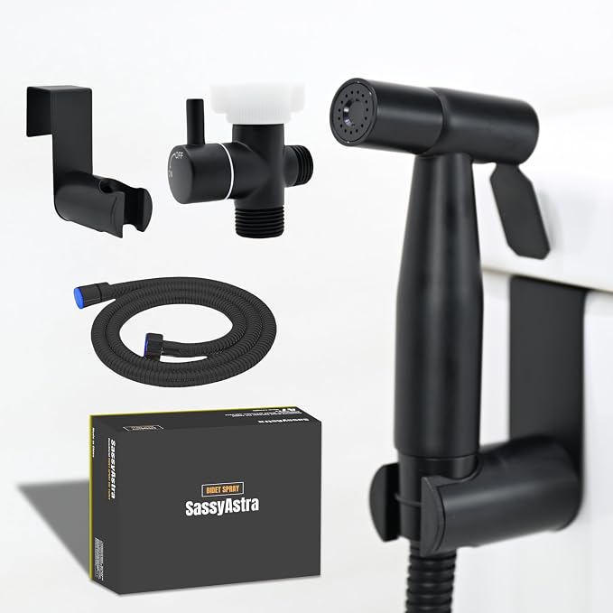 Handheld Bidet Sprayer for Toilet, Adjustable Water Pressure, 47 inch Hose Length (Black, 1 Pack)