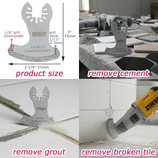 XXGO 8 Pcs Oscillating Multitool Diamond Blade for Grout Removal XG8001S | Best for 1/8 Inch Grout Removal
