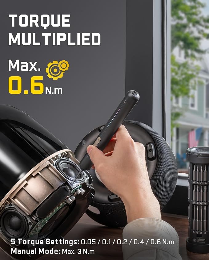 Fanttik E2 Ultra Electric Screwdriver, Precision Screwdriver Set (Grey) | 50 Magnetic Bits, 5/32''Hex Shank, 0.6N.m, RevoStor Magnetic Storage, Repair Kit for PC, Phone, 3D Printer, RC Cars, Drone