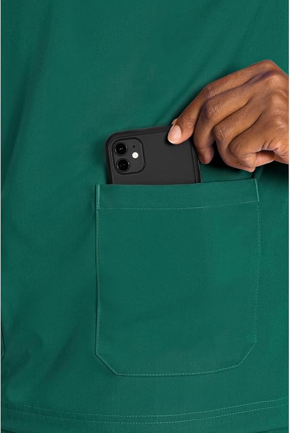 Med Couture Rothwear Touch Mens Scrubs Top 3 Pockets Modern Fit | 2-Way Stretch, Ultra-Soft Fabric, Lightweight Feel, Knit Details, Side Vents, Durable Construction, Easy Care