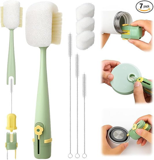 Palksky 5 in 1 Water Bottle Cleaning Brush Set, Multifunctiona Brush and Straw Cleaner for Owala/Stanley/Hydro/Yeti/Simple Modern Cup Accessories