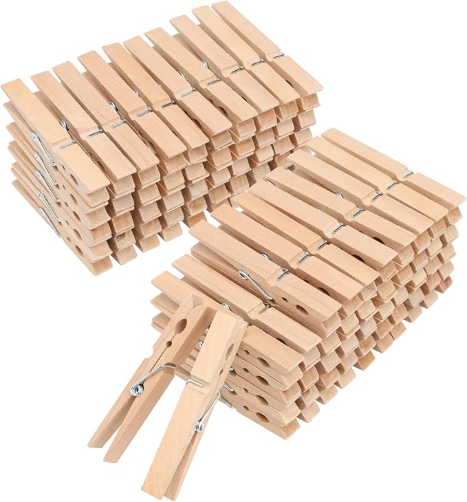 Mr. Pen- Large Wooden Clothes Pins, 4 Inch, 100 Pack, Heavy Duty Natural Wood Clips for Crafts, Classroom Projects, Hanging Photos, Chip Bags, Decoration, Rust Resistant Spring