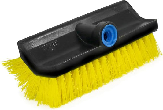 Unger Professional HydroPower Lock-On 10” Bi-Level Scrub Brush, Cleaning Supplies, Scrubber Tool, Compatible with Waterflow Poles, Use in Garage, Driveway, Deck, Concrete, Cement, and Brick