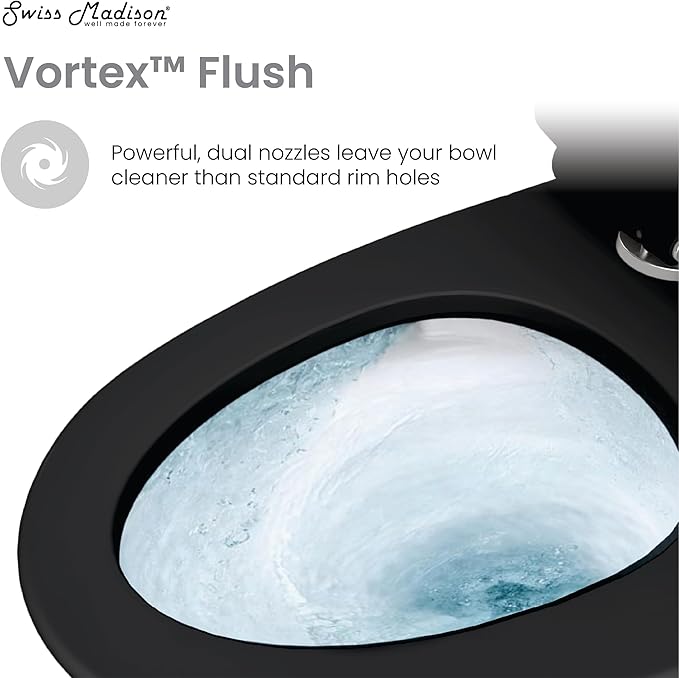 St. Tropez One Piece Elongated Toilet Dual Vortex Flush 1.1/1.6 gpf with 10" Rough-In, Matte Black