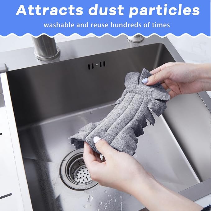 Zubebe 20 Pcs Duster Refill Reusable Fleece Duster Refills Feather Flat Dusters Multi Surface Washable Cleaning Pads Tools for Home, Blinds, Car, Pet, Furniture, Fans (Stylish Color)