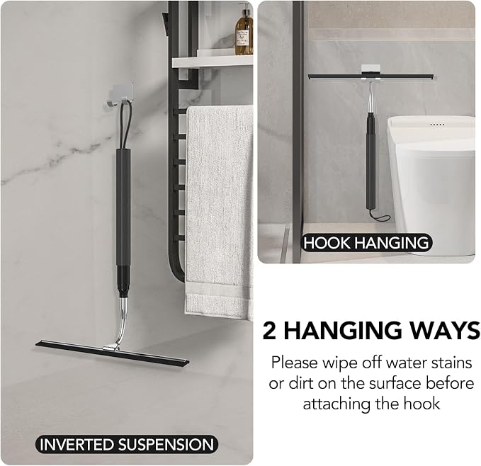 Shower Squeegee for Glass Doors, Telescopic Window Cleaner Tool | 15-51" Squeegee for Shower Glass, Squeegee for Window Cleaning with Long Handle for Tile Walls, Sliding Door, Car Windshield