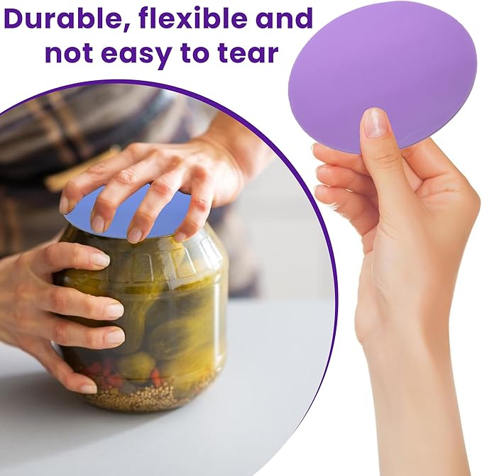 Gadgetime USA Jar Opener Gripper Pads (Pack of 4) - Round Non Slip Grippers for Jars, Lids & Bottles - Multipurpose Silicone Jar Lid Openers for Opening Jars for Weak Arthritic Hands & Seniors,