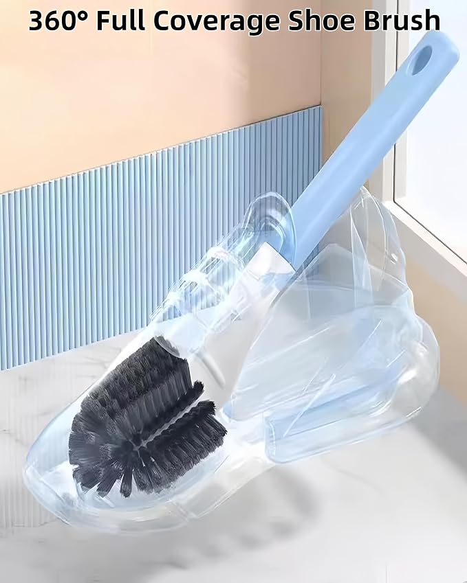 Cleaning Scrub Brush Set Shoe Brush Laundry Brush Scrub Brushes for Stains | 2 Long Handle Shoe Brushes&1 Clothes Brush Ergonomic Handle with Medium Bristles Brush for Sneakers, Footwear,Fabric,Carpet