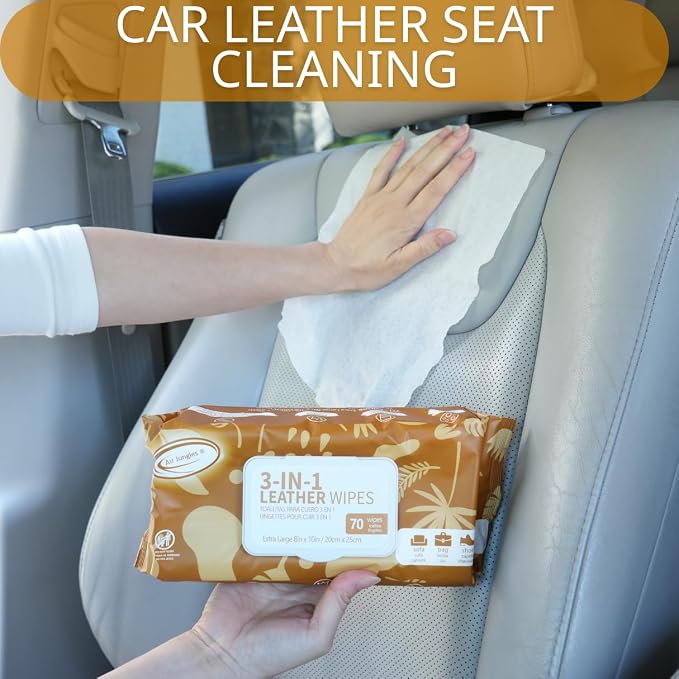 Air Jungles Car Interior Cleaning Wipes Set 210 Count, XL 8" x 10" | Clean Condition Protect Wipes for Vinyl and Leather Apparel Furniture Auto Car Interior Shoes Boots Bags