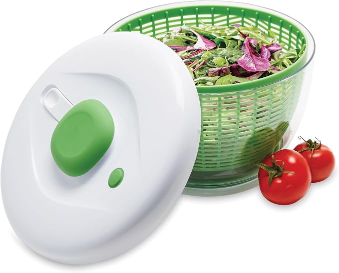 Professional Plastic 2.4 lb Salad Spinner Green with White Lid