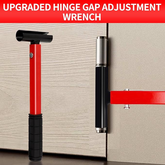 4-in-1 Door Hinge Adjustment Tool Kit, Professional Hinge Gap Adjusting Wrench for Cabinet Doors and Furniture Assembly, Heavy Duty Painted Steel Hinge Bender Wrench with Rubber Grip