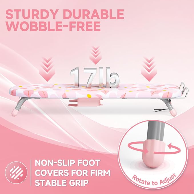 Small Ironing Board, Tabletop Iron Board with Iron Rest & Holder | 12 x 32 inchs, Mini Iron Board with Iron Rest, Non-Slip Feet, Suitable for Laundry Rooms, Bedrooms, Dormitories, Travel