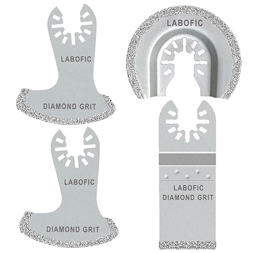 4Pcs Multitool Diamond Oscillating Tool Blade Set | Diamond Blade for Oscillating Tool, Grout Removal Blade for Grout Removal, Cleaning Mortar and Soft Tile Cut