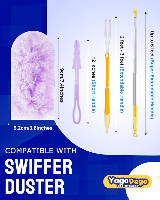 22 Pack Refills Pad with Foldable Handles, Compatible with Swiffer | 360 Duster Refill for Cleaning Tight Spaces, Compatible with Swiffer Dusters, Compatible with Swiffer Refills for Pet Hair