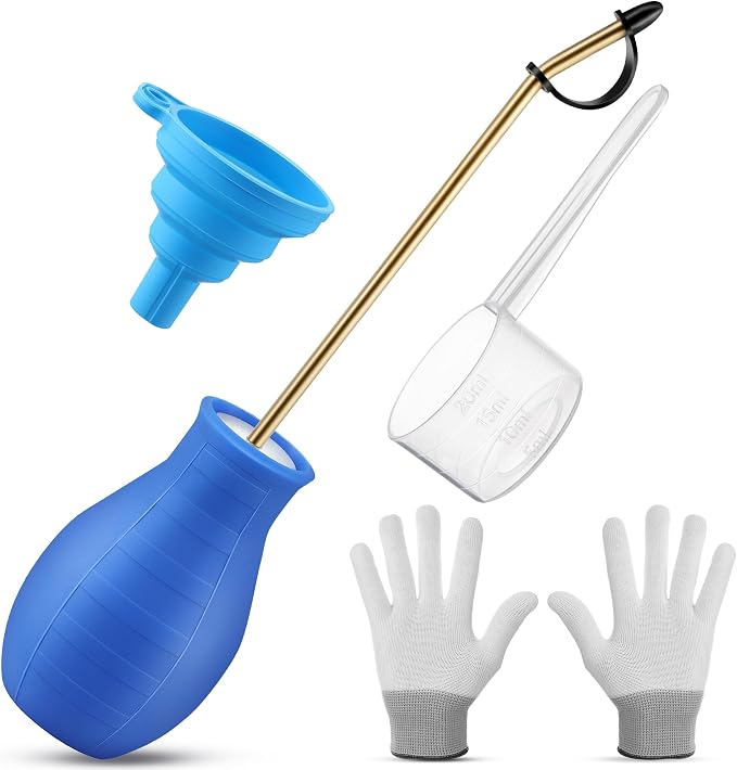 Diatomaceous Earth Powder Duster, 8OZ Garden Powder Applicator Dispenser with Long Metal Tube, Bulb Duster Sprayer for Home Organic Gardening Agricultural Supply(Blue, 1 Pack) | 8OZ bulb duster. Rust-resistant brass/aluminum tube. Smooth upward dischar...
