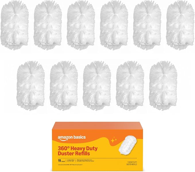 Amazon Basics 360° Heavy Duty Duster Refills, Picks up and Traps 2X More Allergens, 11 Count, Pack of 1