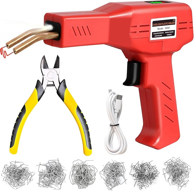ATOLS Upgraded 220W Cordless Plastic Welder, 1000PCS Staples, USB Rechargeable Cordless Car Bumper Repair Kit with 5000mAh Battery,Hot Stapler Kit, Plastic Welding Kit, Plastic Repair Kit