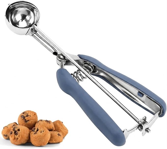 Cookie Scoop, Ice Cream Scoop, 1Tbsp/15 ml/0.5oz Cookie Scoops for Baking, 18/8 Stainless Steel Cookie Scooper for Baking, Cookie Dough Scoop with Non-slip Grip(Blue Gray)
