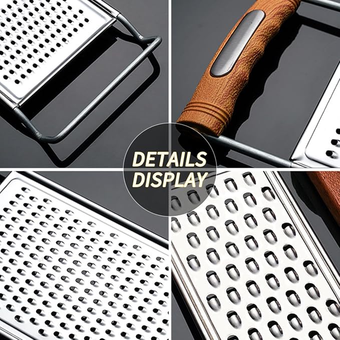 2 Pack Stainless Steel Handheld Grater Set, Coarse & Fine Kitchen Zester for Cheese, Vegetables, Chocolate & Spices