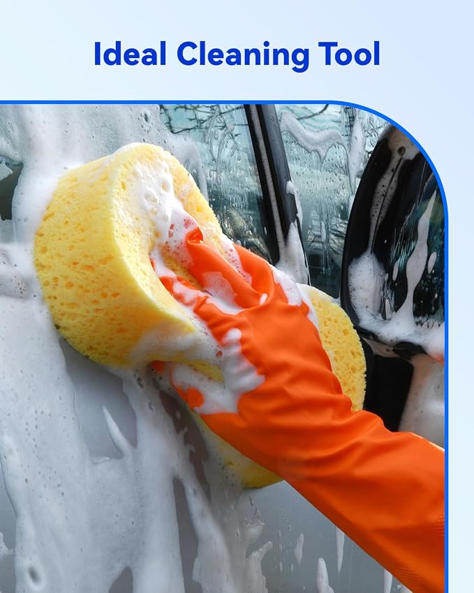 Temede Large Car Wash Sponge, Extra Thick Bone Foam Sponge for Cleaning | 9.1" x 4.3" x 2.4", Giant Car Cleaning Sponge, Easy Grip Multi-Purpose Cleaning Scrubber, Kitchen, Bathroom, Household