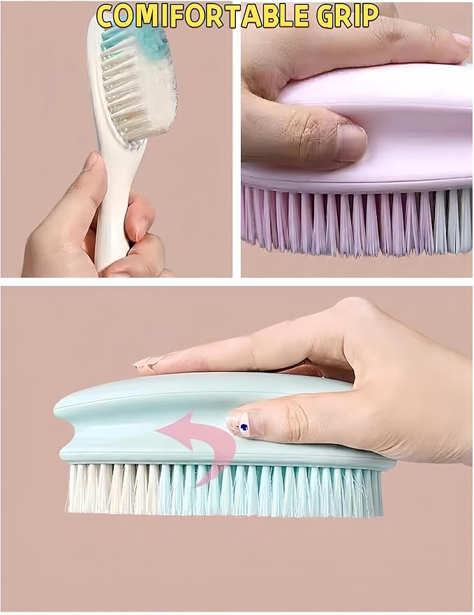 2 Pack Soft Bristle Cleaning Scrub Brush Laundry Brush Scrubber Brush | Soft Scrub Brush for Clothes, Carpet and Fabric Stain Removal, Scrubbing Brush with Ergonomic Handle Household Cleaning