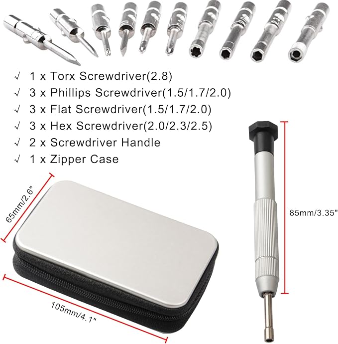 Screwdrivers Kit Repair Tool for Eyeglass/Glasses/Watch/Cellphone/Clock 12-Pieces Eyeglass Repair Tools Kit Precision Mini Screwdriver Set (Travel Pocket)