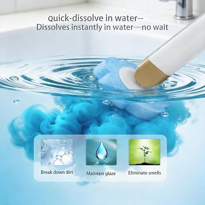 Disposable Toilet Brush with 54 Refills Holder Wall Mount Scrub Kit | Built-in cleaner, Ergonomic wand, Long handle, No wash,Click-discard, 2x Adhesive Sheet‌