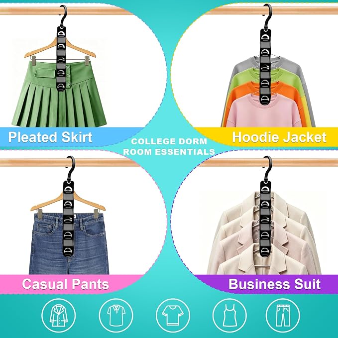 Closet Organizers and Storage,Upgraded Organization and Storage Clothes Hanger,College Dorm Room Essentials,Sturdy Closet Organizer Home Essentials Space Saving Hangers (Multicolor, 16 Pack)