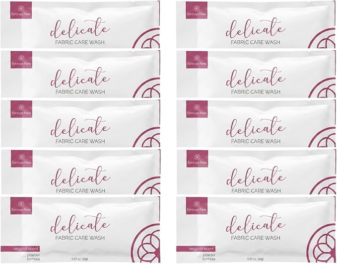 FOREVER NEW (10 pk) 0.67oz Granular Detergent Powder - Original Scent | Hypoallergenic, Gentle for Silk, Cashmere, Bra, Undergarments, Wool