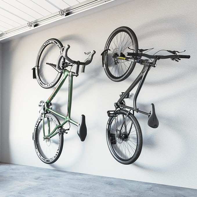 monTEK Swivel Bike Wall Mount, Bike Hangers for Garage, 1 Pack | Heavy-duty vertical wall bike storage rack swivels 150° to save space; holds 66 lb each and fits tires up to 3.54 in wide