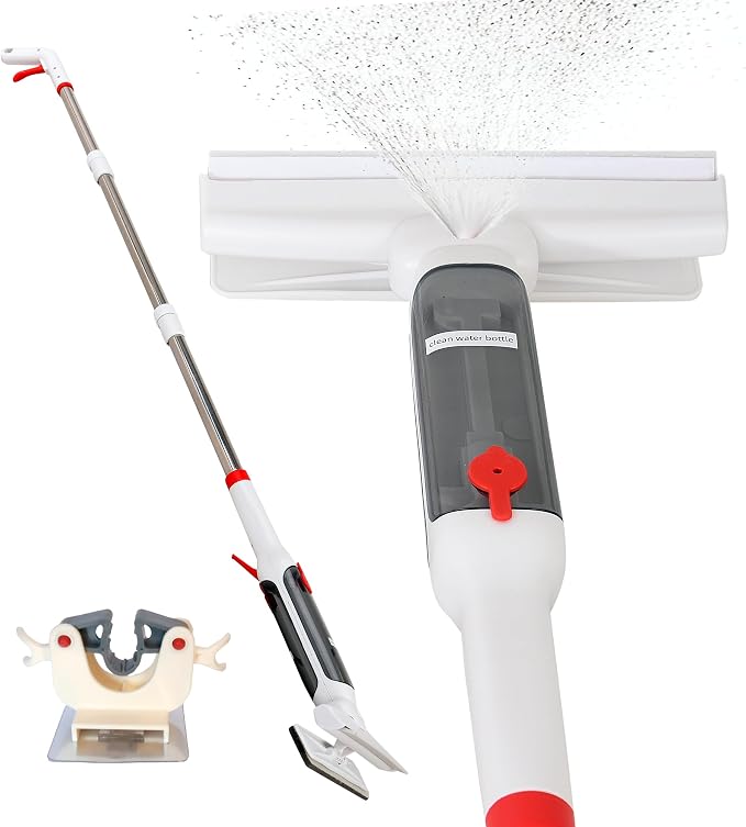 Window Cleaner with Front and Rear Cleaners + Expandable Sprayer - Window Vacuum Squeegee - Complete Kit for Glass, Windows and Mirrors, Quick Drying- Window Cleaner Tool - Car Window Cleaner Spray