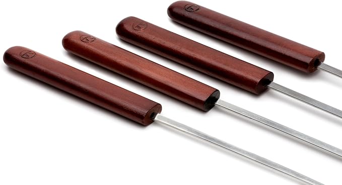 Outset QB50 Rosewood Collection Barbecue Skewers, Stainless Steel, Set of 4