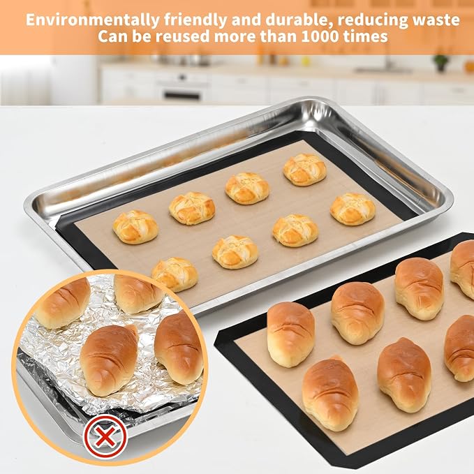 Luckyiren 2-Pack Baking Mat with Circles – Silicone Macaron & Cookie Sheet Liners, Non-Stick BPA-Free Reusable Silicone Mats for Half Sheet Pans (16.54" x 11.62"), for Precision Baking & Candy