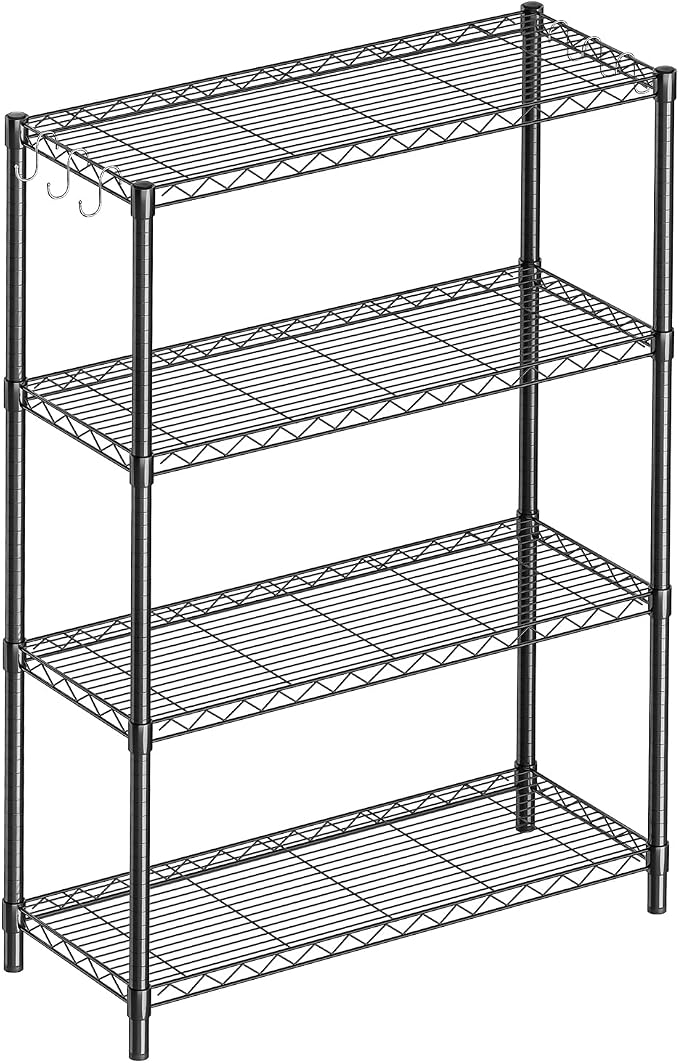 Guan River 4-Shelf Adjustable Metal Wire Shelving,Black,36"L x 14"W x 54"H | Height Adjustable,Sturdy and Durable,Storage Sehlf Display Rack for Office,Kitchen,Bedroom,Bathroom,Garage