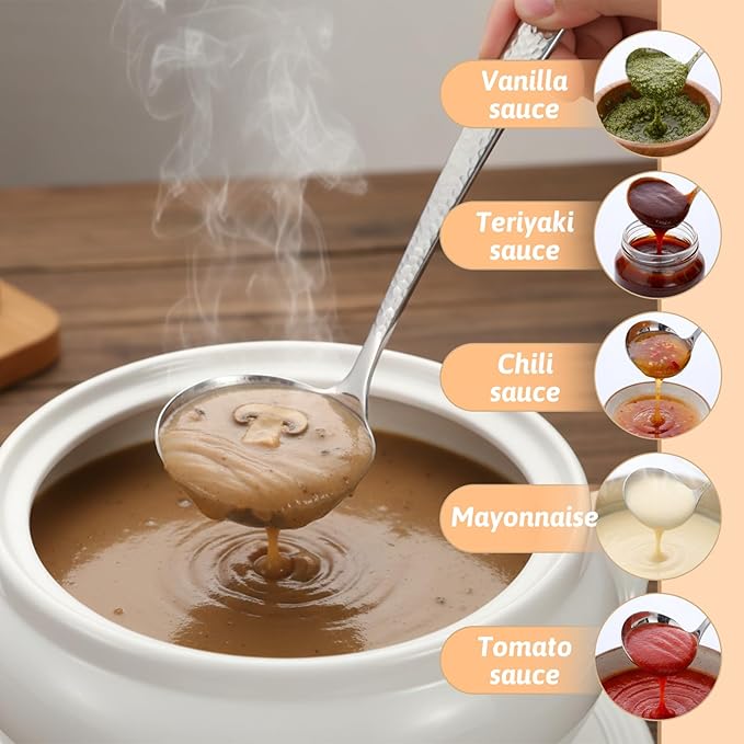 Gravy Ladle Stainless Steel 7.8'' Soup Ladles for Serving Small Soup Ladle Sauce Premium Verona Gravy Ladles Heavy Duty with Deep Bowl