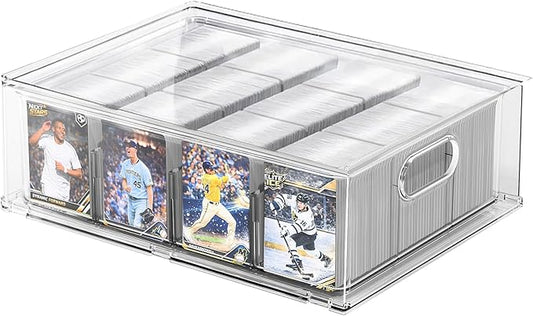 Trading Card Storage Box - Clear Large Storage Organizer Holds 3200 Cards with Foam Inserts Blocks – Display Case for TCG, MTG & Sports Cards (1-Pack)