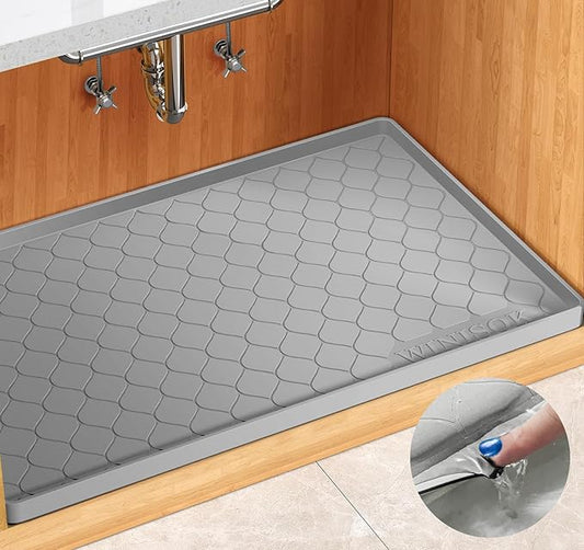 Winisok Silicone Under Sink Mat 22" x 22", kitchen Essentials and Gadgets, Shelf liner and Cabinet Protector, Home Organizers and Storage, Waterproof Bathroom Tray
