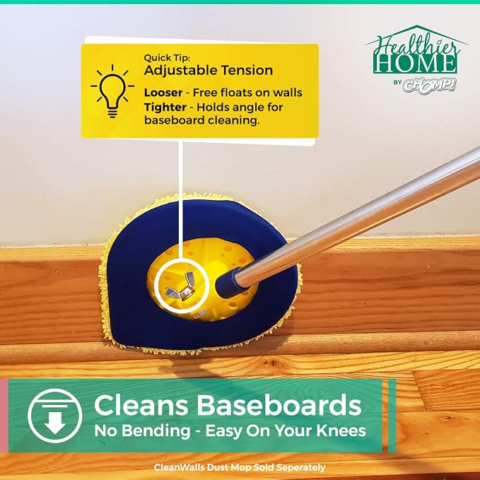CHOMP! Microfiber Mop Refill Pack: 5 Minute CleanWalls 3-pak Yellow Reusable Washable Wall Washer, Ceiling Cleaner and Baseboard Duster - Dry Dust / Wet Wash Pads