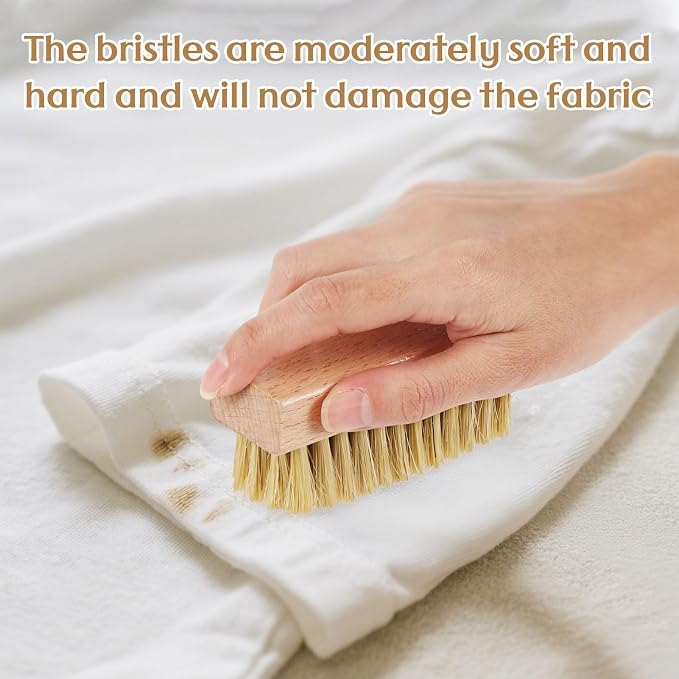 3 Pcs Wood Laundry Stain Brush Stain Remover Brushes with Boar Bristle Small Stain Brush for Clothes for Scrubbing Stains from Furniture Fabric Leather(3 Pcs E)