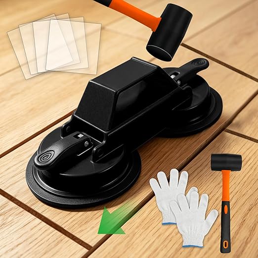 Floor Gap Fixer Tool to Fix a Floor, Vinyl Floor Repair Kit with Strong Suction Cups, Laminate Flooring Tools, Includes Plank Grabber and Mallet