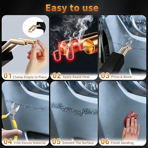 Plastic Welder Kit, 1200PCS Staples, Hot Stapler for Bumper Repair | 1200PCS Mixed Staples, Rust-Proof Stainless Steel, Portable Toolbox, Built-in LED, Ergonomic Grip, 5-Year Warranty, DIYers