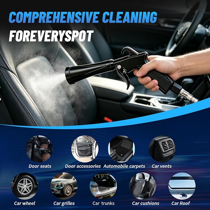 Tornado Air Blow Gun Kit, High Pressure Pneumatic Air Duster for Car Detailing, Metal Nozzle Car Cleaning Gun with Multi-Accessory Cleaning Kit for Interior, Engine and Workshop Cleaning